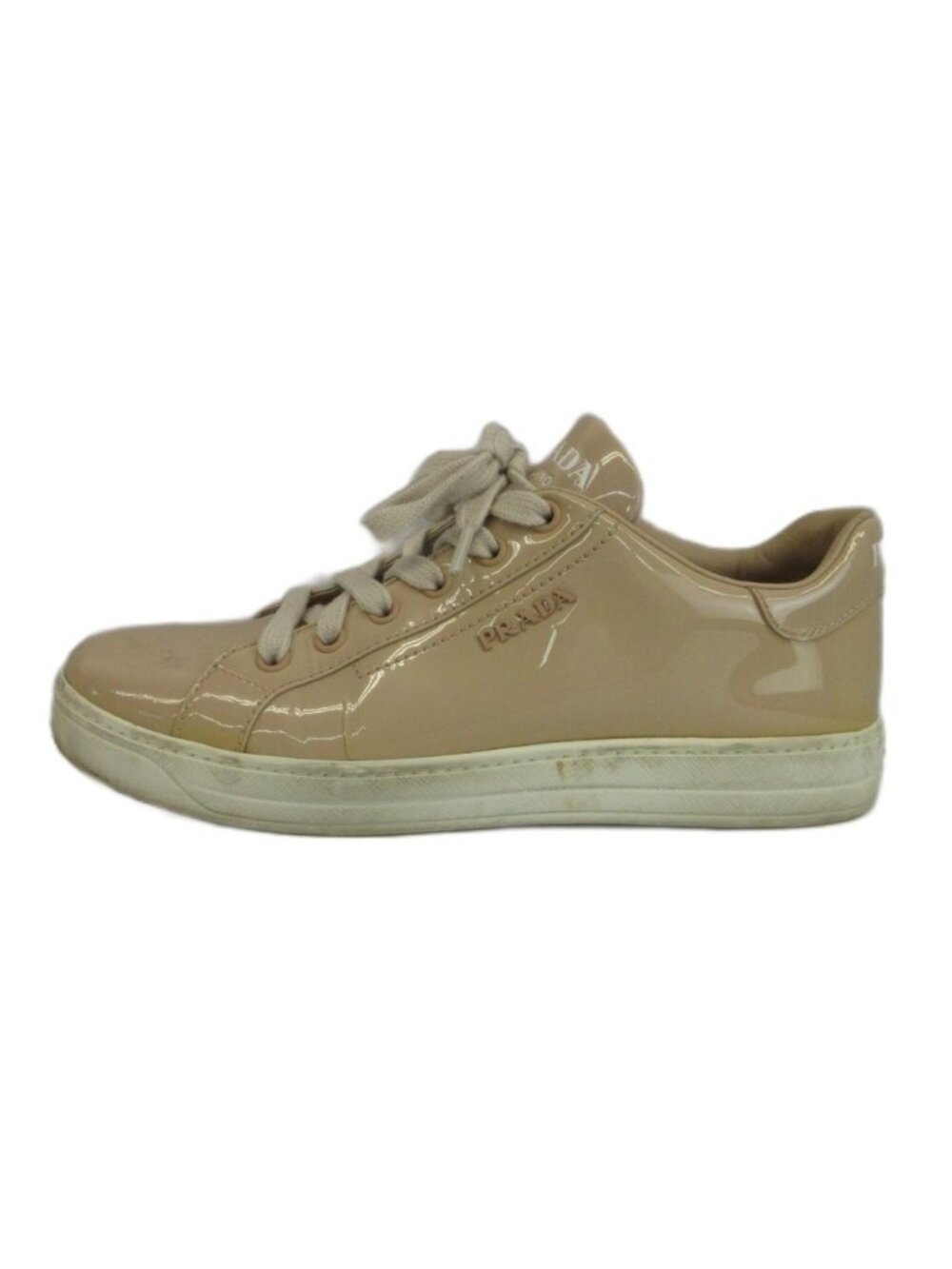 Prada Sneakers Enamel Low Cut Logo Pink Beige
